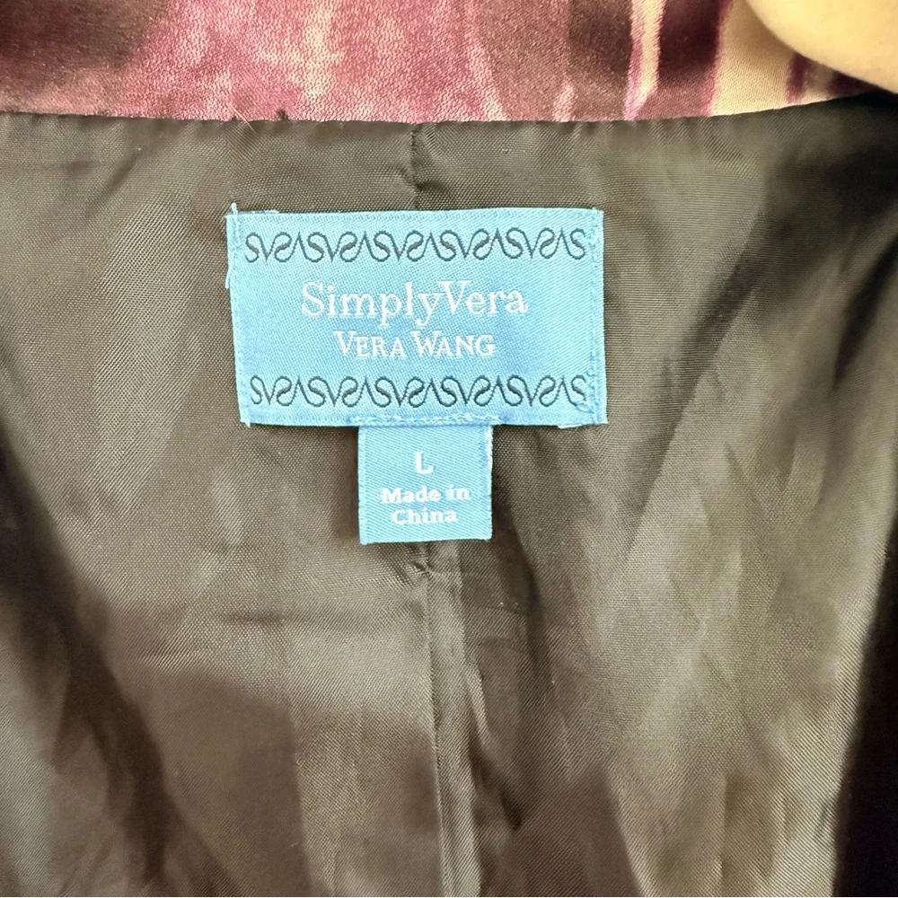 Simply Vera Vera Wang Purple Floral Open Jacket with Clasp - Size Large - Picture 2 of 3